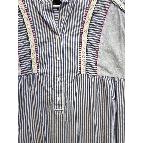 Lane Bryant Cotton Blue White Striped Button Front Sleeveless Tank Top Womens 26 - Picture 2 of 8